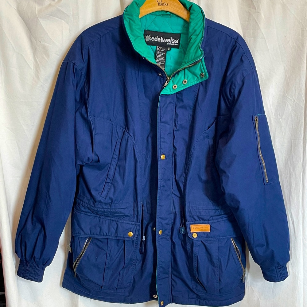 Vintage Edelweiss Colorblock 80s Ski Snow Winter Insulated Parka Jacket Men's XL
